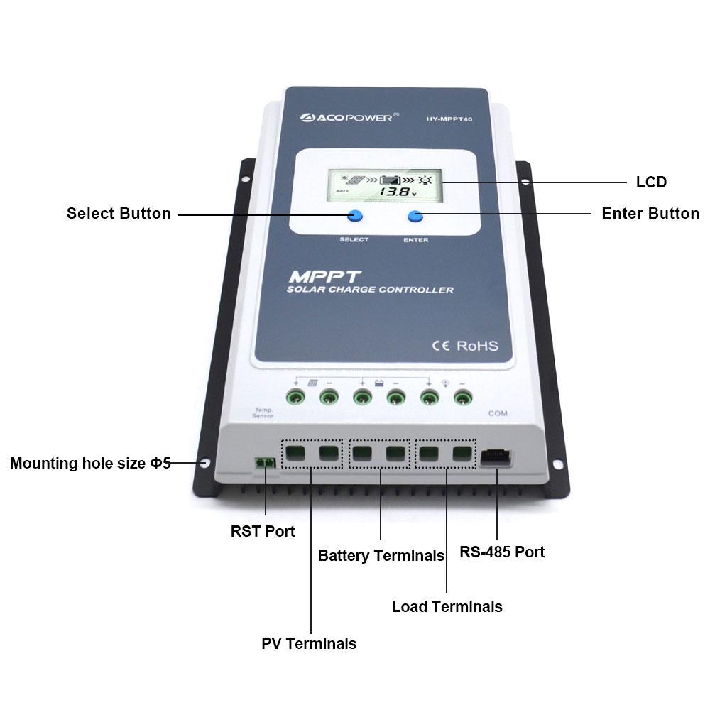 Midas 40 Amp MPPT Solar Charge Controller with MT-50