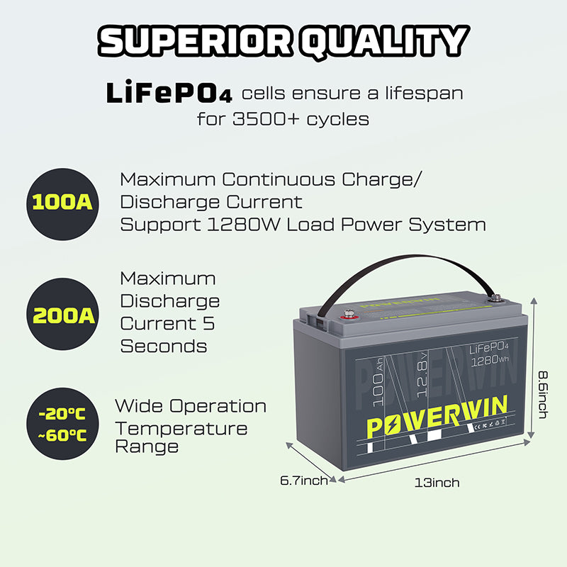 US POWERWIN BT100×2 LiFePO4 2 pack Batterries 2560Wh